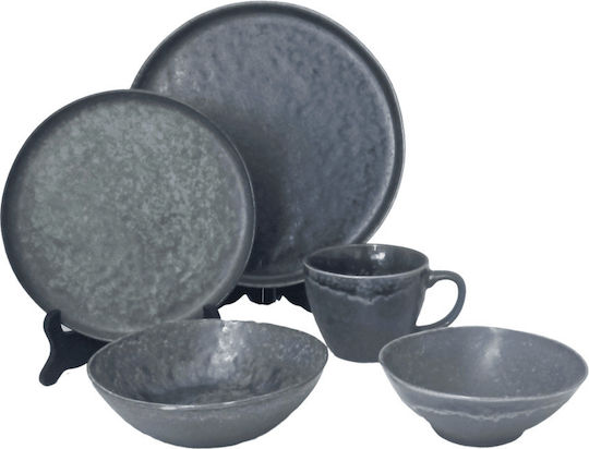 keleman Servierplatte und Schüssel Keramik Grau mit Durchmesser 21cm