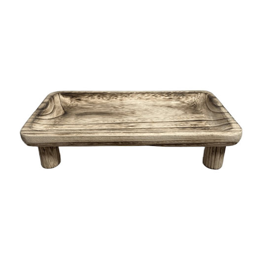 keleman Διακοσμητικό Μπωλ Ξύλινο με Πόδι Καφέ 35x18x8cm
