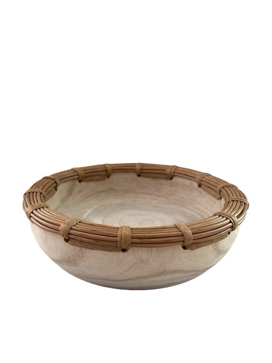 keleman Διακοσμητικό Μπωλ Ξύλινο Λευκό 28x28x8cm
