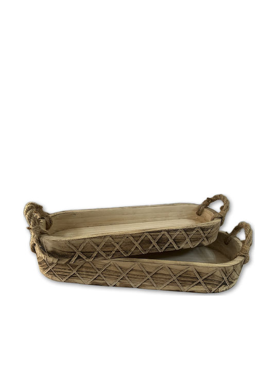keleman Διακοσμητικό Μπωλ Ξύλινο Καφέ 61x21x8cm