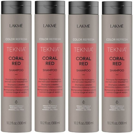 Set Dyed Red Hair Lakme Coral Red 4 X Shampoo 300ml
