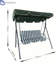 Swing with Base 3 Seats Metallic W170xD110xH153cm Green