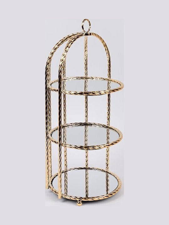 Platou Decorativ Rotund Metalic Auriu 24x24cm