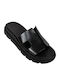 Leather Women's Flat Sandals Flatforms in Black Color