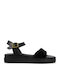 Μαύρα Ανατομικά Flatforms Συνδυασμό Υλικών