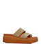 Beige Leder Casta Rinen Pantoffeln Flatforms