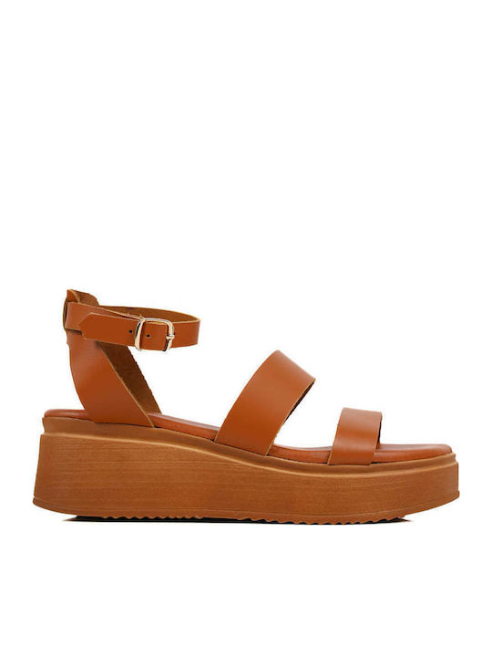 Ligglo Damen Flache Sandalen Farbe Tabac Braun ...