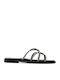 Black Glitter Mesh Slippers Thin Straps