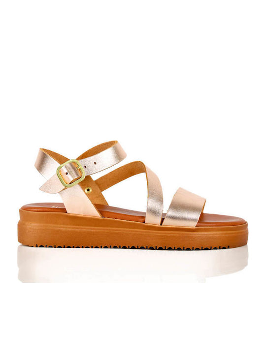 Бронзови Кожени Flatforms Наклонена Каишка