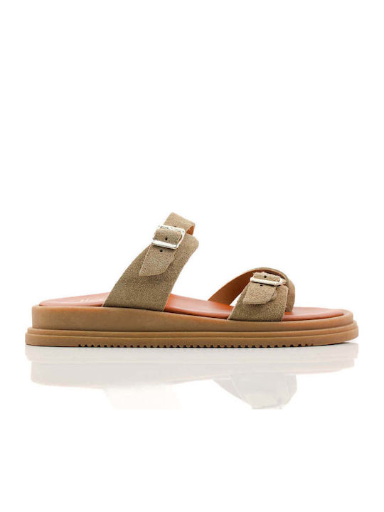 Beige Flatform Sandals Double Adjustable Straps