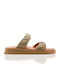 Beige Flatform Sandals Double Adjustable Straps