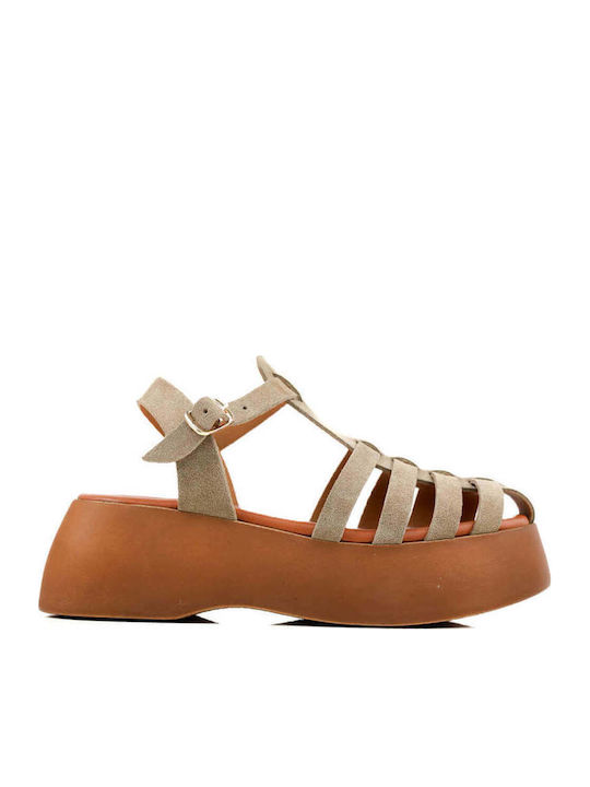 Μπεζ Gladiator Flatforms Πολλαπλά Λουριά