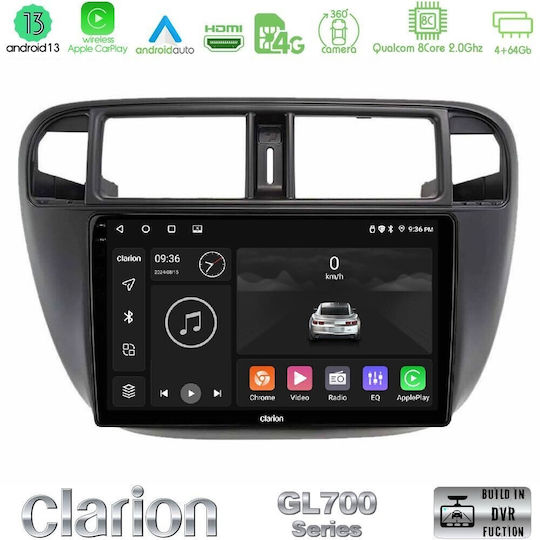 Clarion Gl700 Серия 8core Android13 4+64gb Honda Civic 1995-2001 Навигация Мултимедийна Таблетка 9" CarPlay И Android Auto