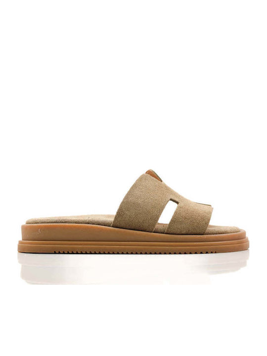 Μπεζ Ανατομικές Flatform Παντόφλες Puzzle Κοπές