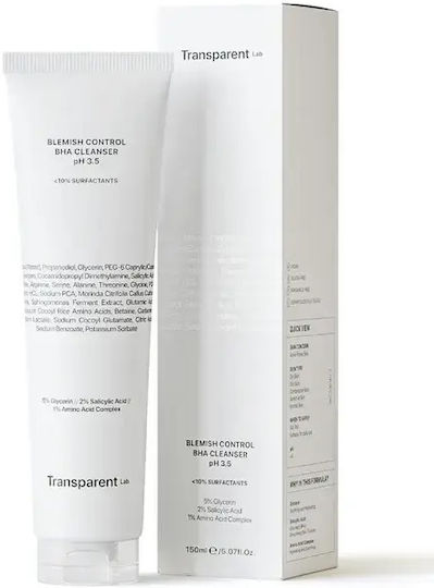 Transparent Lab Blemish Control BHA Cleanser PH 3.5 Gel Facial Cleansing For Oil Control 150ml