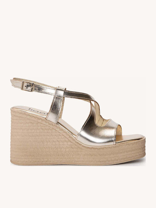Platforme Dama Din Piele Platinate Cu Bretele S...