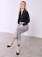 Celestino Women's Jeans Studs on the Side Loose Fit Gray