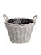 JK Home Decoration Σετ Διακοσμητικά Καλάθια Ψάθινα με Χερούλια Γκρι 29x20εκ. 2τμχ