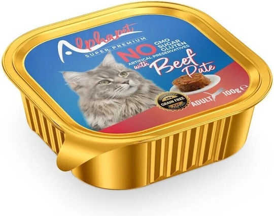 Alpha Pet Υγρή Τροφή για Γάτες με Βοδινό χωρίς Σιτηρά 100gr
