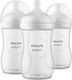 Philips Set Biberoane din Plastic Natural SCY903/03 Anti-colici cu Tetină din Silicon pentru 1+ Luni Alb 260ml 3 Bucăți