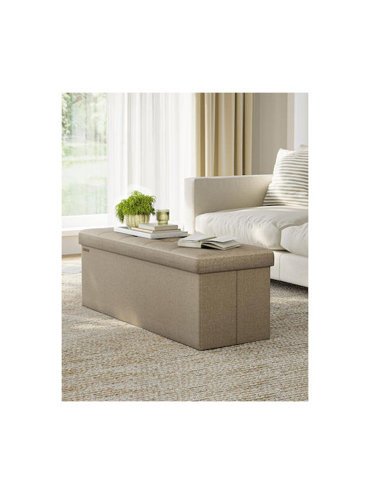 Stool For Living Room Collapsible With Storage Space Upholstered with Fabric Coffee 110x38x38cm