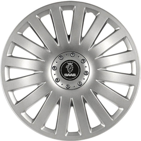 Car Wheel Hubcaps Versaco Smart Silver 13" 3d Metal Logo Saab 4 Pieces