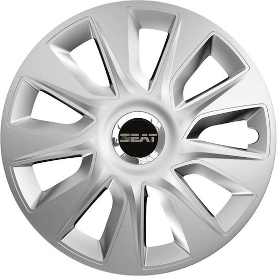 Auto Radkappen Versaco Stratos 13 Silber Chromring 3d Metallisch Sitz 4 Stücke