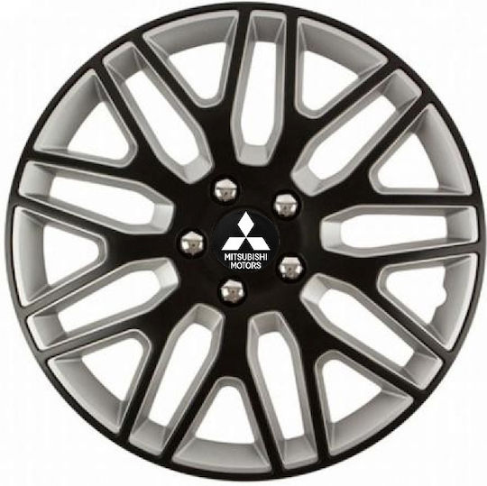 Car Wheel Hubcaps Versaco Dakar Nc Black Silver 15" 3d Metal Logo Mitsubishi 4 Pieces