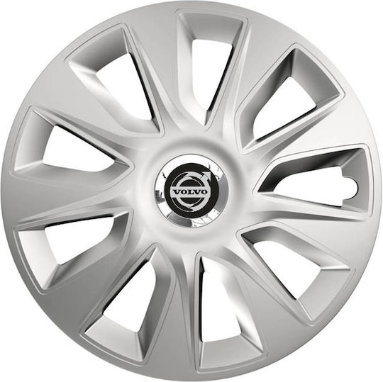Тасии Трохове Автомобилни Versaco Stratos 13" Сребристи Декоративни Пръстени Хром Сигнал 3d Метален Volvo 4 Броя
