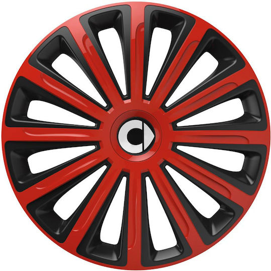 Car Wheel Hubcaps Versaco Trend Black Red 14" 3d Metal Logo Smart 4 Pieces