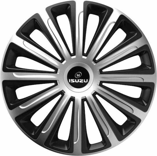 Car Wheel Hubcaps Trend Cbx 15" Silver & Black 3d Metal Logo Isuzu 4 Pieces