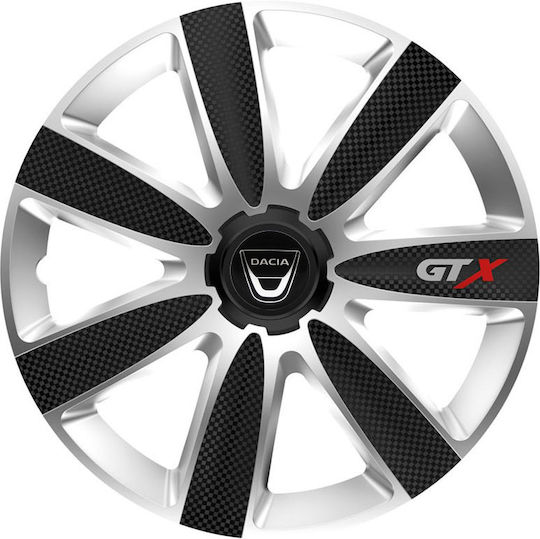 Тасии Троховe Автомобилни Versaco Gtx Карбон Черни Сребристи 15" Сигнал 3d Метален Dacia 4 Броя