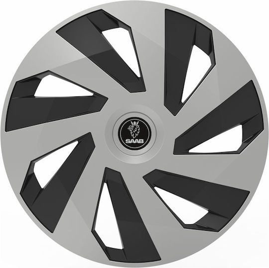 Car Wheel Hubcaps Versaco Vector Chrome Black 14" 3d Metal Logo Saab 4 Pieces