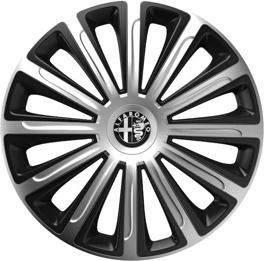 Auto Radkappen Trend Cbx 13" Silber & Schwarz Siga 3D Metallisch Alfa Romeo 4 Stücke