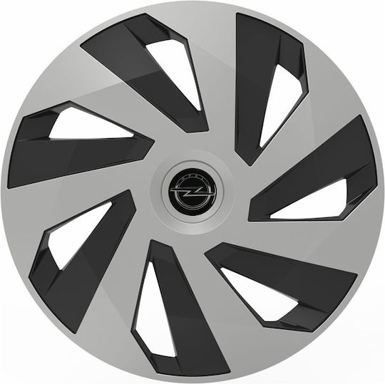 Capace De Roți Auto Vector Cromat Negru 15" Siglă 3d Metalic Opel 4 Bucăți