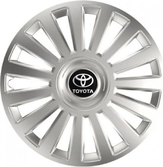 Car Wheel Hubcaps Versaco Luxury Silver 14" 3d Metal Logo Toyota 4 Pieces