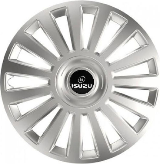 Car Wheel Hubcaps Versaco Luxury Silver 14" 3d Metal Logo Isuzu 4 Pieces