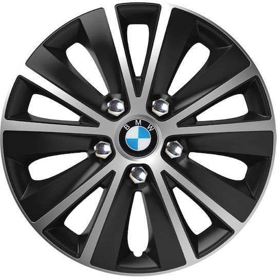 Auto Radkappen Versaco Paris Schwarz Chrom Silber Schrauben 13" Kompatibilität 3D Metall Bmw 4 Stücke