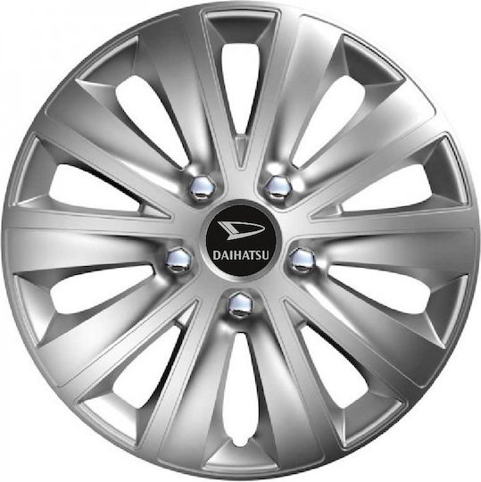 Car Wheel Hubcaps Versaco Rapid Hc Silver 13" 3d Metal Logo Daihatsu 4 Pieces