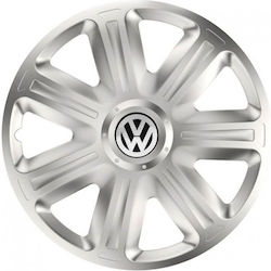 Car Wheel Hubcaps Versaco Comfort 14" Silver 3d Metal Logo Vw 4 Pieces