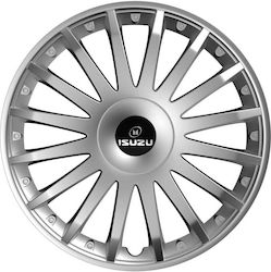 Τάσια Τροχών Αυτοκινήτου Versaco Crystal Ασημί 13" Σήμα 3d Μεταλλικό Isuzu 4 Τεμάχια