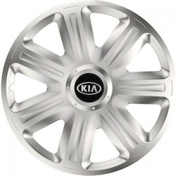 Car Wheel Hubcaps Versaco Comfort 15" Silver 3d Metal Logo Kia 4 Pieces