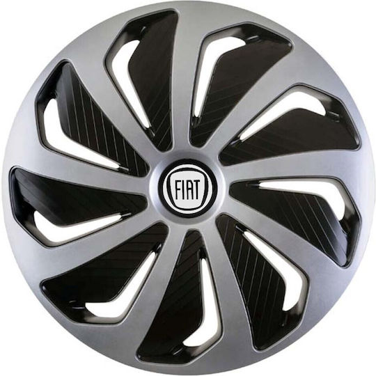 Car Wheel Hubcaps Versaco 13" Wind Sb Cbx 3d Metal Logo Fiat 4 Pieces