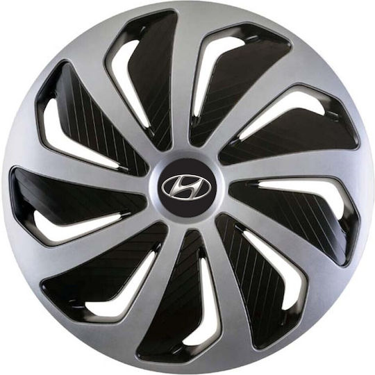 Car Wheel Hubcaps Versaco 14" Wind Sb Cbx 3d Metal Logo Hyundai 4 Pieces