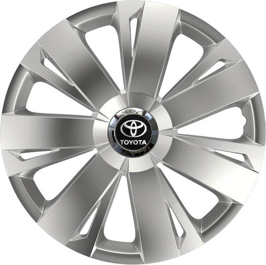 Car Wheel Hubcaps Versaco Energy Rc Silver 15" 3d Metal Logo Toyota 4 Pieces