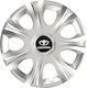 Car Wheel Hubcaps Versaco Impulse Silver 14" 3d Metal Logo Daewoo 4 Pieces