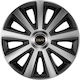 Car Wheel Hubcaps Versaco Aviator Carbon Chrome & Black 14" 3d Metal Logo Seat 4 Pieces