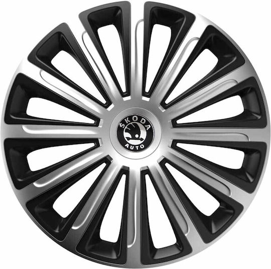Тасии Трохове Автомобилни 13" Trend Сребристи и Черни Cbx Знак 3d Метален Skoda 4 Броя