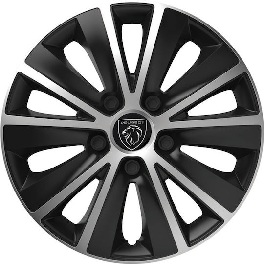 Тасии Трохове Автомобилни Versaco Rapide Черно Хром Черни Болтове 13" Емблема 3d Метална Peugeot 4 Броя