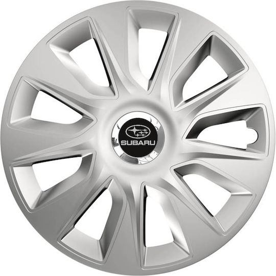 Car Wheel Hubcaps Versaco Stratos 13" Silver Chrome Rings 3d Metal Logo Subaru 4 Pieces